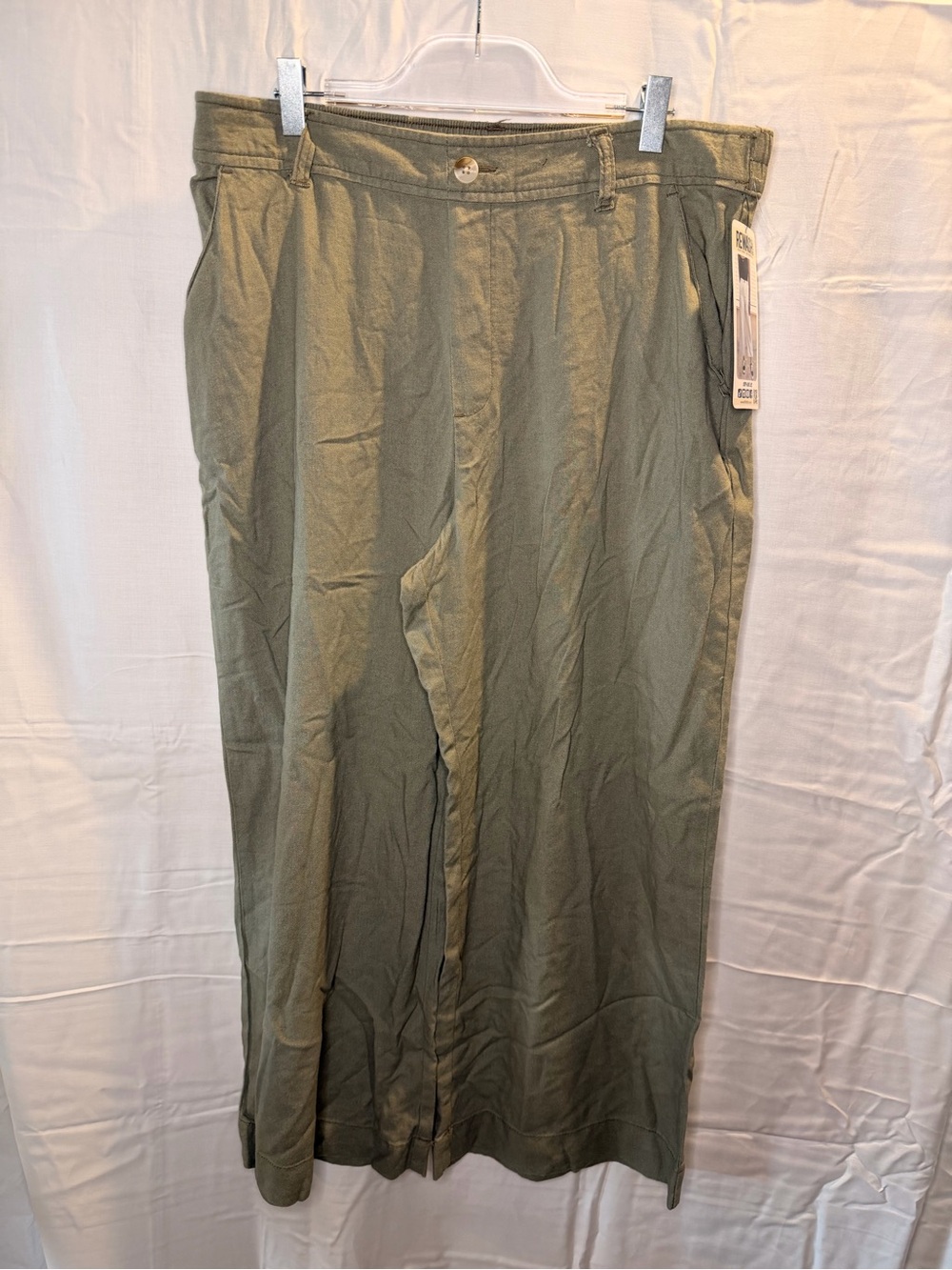 Rewash Olive Cropped Wide-Leg Pants